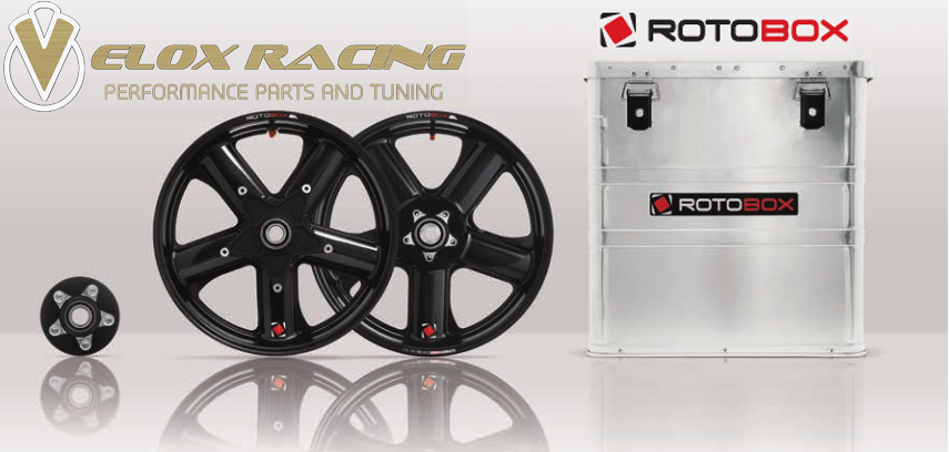 Rotobox Wheels VeloxRacing logo Alui Box, wheels and sprocket carrier