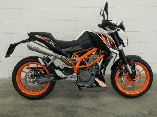 Spark Exhaust KTM 390 Duke 2013 2014 2015 2019 slip-on HIGH mounting with catalyst Megaphone s.steel homol.* GKT0104IOM - Image 2