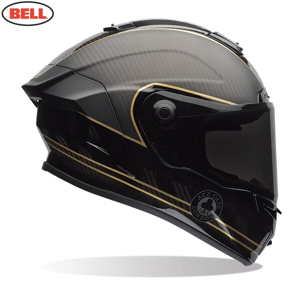 Bell Street 2021 Race Star Flex DLX Adult Helmet Speed Check Matte Black Gold VeloxRacing FTecu Flash tune Rotobox Graves Motorsports Europe Ohlins Ktech Dymag