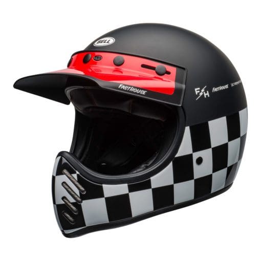 Bell 2021 Cruiser Moto 3 Adult Helmet (Fasthouse Checkers M/G Black/White/Red) - Image 5