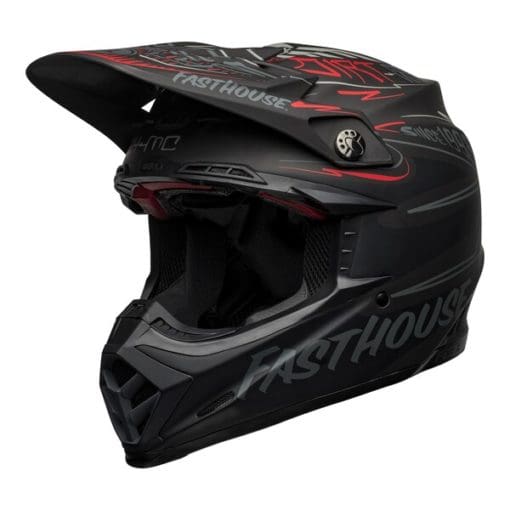 Bell MX 2021 Moto-9 Flex Adult Helmet (Fasthouse Day In The Dirt Matte Black/Grey/Red) - Image 3