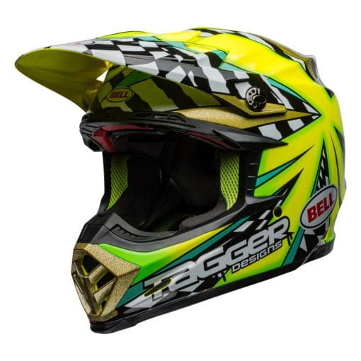 Bell MX 2021 Moto-9 Flex Adult Helmet (Tagger Mayhem Green/Black/White) - Image 2
