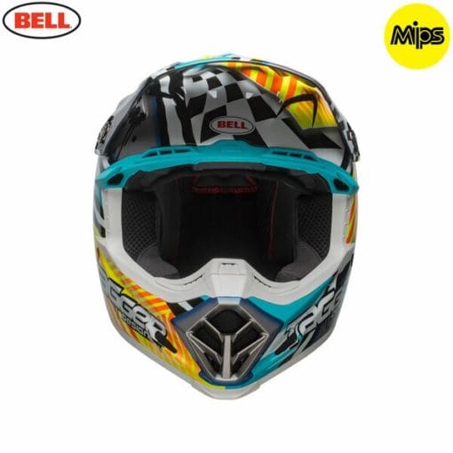Bell MX 2021 Moto-9 Mips Adult Helmet (Tagger Gloss Yellow/Blue/White Asymetric) - Image 3