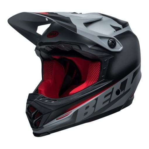 Bell MX 2021 Moto-9 Youth MIPS Helmet (Glory Matte Black/Gray/Crimson) - Image 4