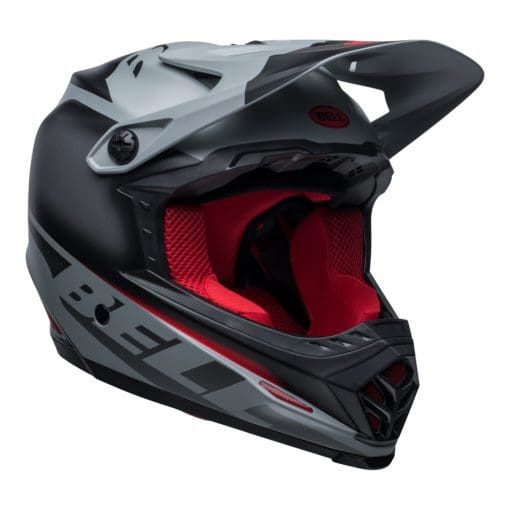 Bell MX 2021 Moto-9 Youth MIPS Helmet (Glory Matte Black/Gray/Crimson) - Image 3