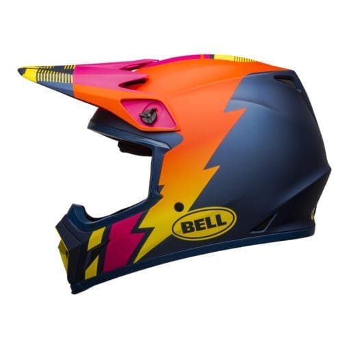 Bell MX 2021 MX-9 Mips Adult Helmet (Strike Matte Blue/Orange/Pink) - Image 2