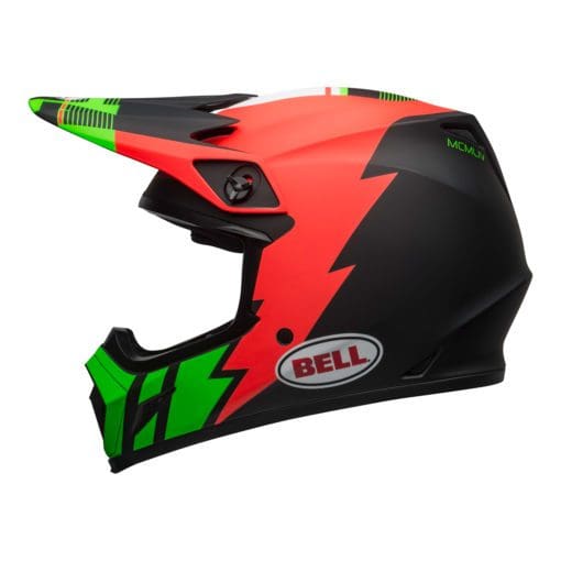 Bell MX 2021 MX-9 Mips Adult Helmet (Strike Matte Infrared/Green/Black) - Image 3